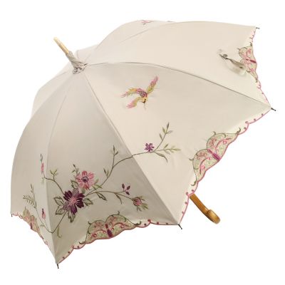 ☆【産直】花鳥刺繍かわず張り晴雨兼用長日傘 | 京都/シノワズリー