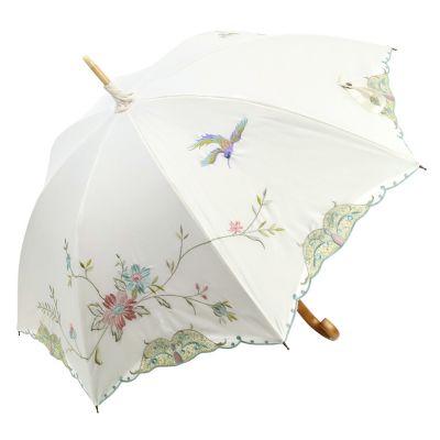 ★【産直】花鳥刺繍かわず張り晴雨兼用長日傘