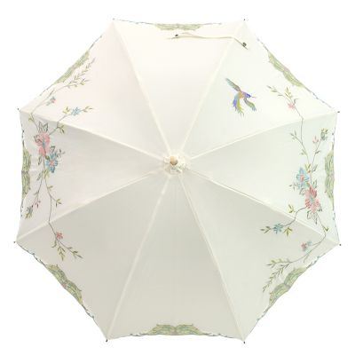 ★【産直】花鳥刺繍かわず張り晴雨兼用長日傘
