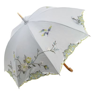 ☆【産直】花鳥刺繍かわず張り晴雨兼用長日傘 | 京都/シノワズリー