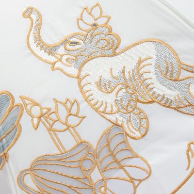 ★【産直】Ｋｉｙａｎホワイトエレファントオーガンジーカットワーク刺繍　かわず張り長日傘