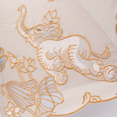 ★【産直】Ｋｉｙａｎホワイトエレファントオーガンジーカットワーク刺繍　かわず張り長日傘