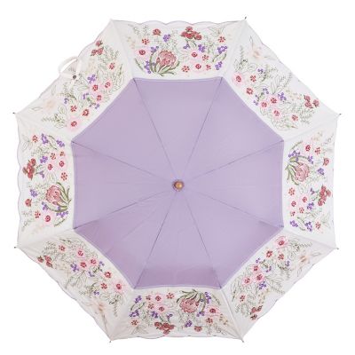 ☆【産直】花束みたいな刺繍かわず張り晴雨兼用ショート折りたたみ日傘
