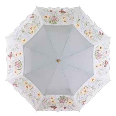 新品未使用　シノワズリーモダン京都　花束みたいな刺繍 かわず張り晴雨兼用長日傘 ☆【産直】花束みたいな刺繍かわず張り晴雨兼用ショート折りたたみ日傘