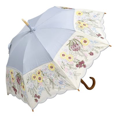 ☆【産直】花束みたいな刺繍かわず張り晴雨兼用長日傘 | 京都