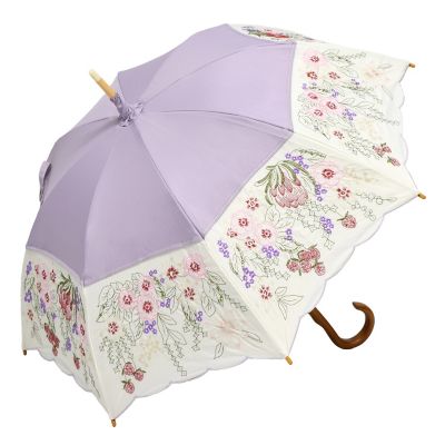 ☆【産直】花束みたいな刺繍かわず張り晴雨兼用長日傘 | 京都