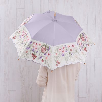 新品未使用　シノワズリーモダン京都　花束みたいな刺繍 かわず張り晴雨兼用長日傘 ☆【産直】花束みたいな刺繍かわず張り晴雨兼用長日傘 | 京都