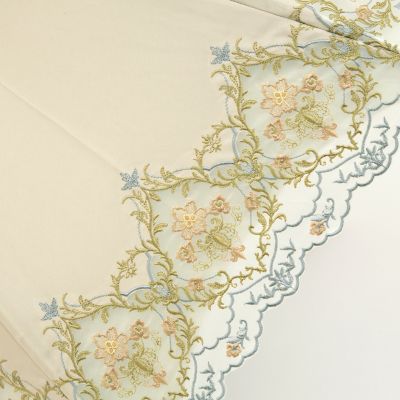 ★【産直】ダマスクオーガンジーカットワーク刺繍かわず張り晴雨兼用長日傘