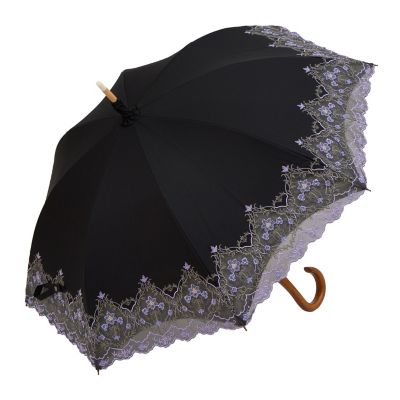 ★【産直】ダマスクオーガンジーカットワーク刺繍かわず張り晴雨兼用長日傘
