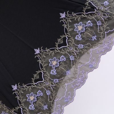 ★【産直】ダマスクオーガンジーカットワーク刺繍かわず張り晴雨兼用長日傘