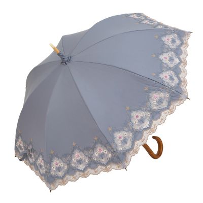 ☆【産直】ダマスクオーガンジーカットワーク刺繍かわず張り晴雨兼用長