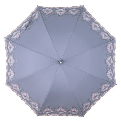 ★【産直】ダマスクオーガンジーカットワーク刺繍かわず張り晴雨兼用長日傘