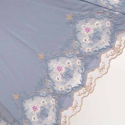 ★【産直】ダマスクオーガンジーカットワーク刺繍かわず張り晴雨兼用長日傘