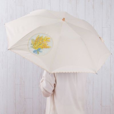 ☆【産直】ミモザオーガンジーカットワーク刺繍かわず張り晴雨兼用