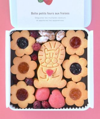 ＜京都/苺のお店　メゾン・ド・フルージュ＞【母の日】１０７．ライオン＆苺のお花サブレ缶とベリーの紅茶セット