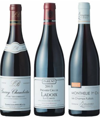 ５３．ブルゴーニュ・コート・ドール地区赤ワインピノ・ノワール１級畑飲みくらべ赤ワイン３本セット
