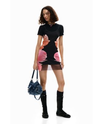 デニムフラワーのミディアムバッグ 26SAXD21 | Desigual
