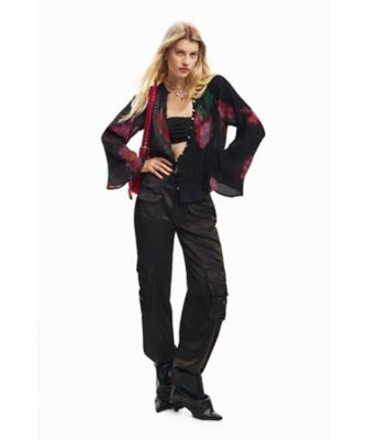 品☆Desigual♡花柄ロングブラウス ピクセル化された花柄のロングスリーブブラウス 26SWBW07