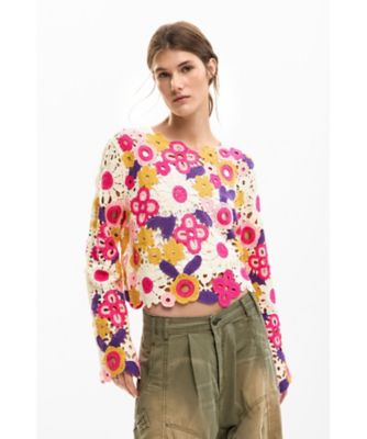＜Desigual (Women)＞マルチカラーのかぎ針編みセーター　２６ＳＷＪＦＸＦ