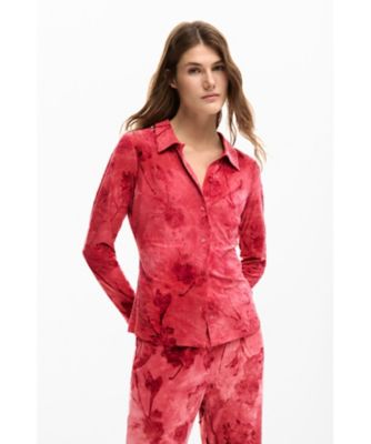 ＜Desigual (Women)＞花柄刺繍のストレッチシャツ　２６ＳＷＴＫ０１