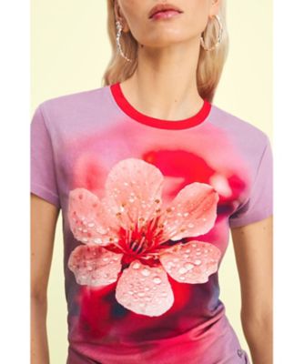新品未使用タグ付き♡ drawing flower パイピングシャツ 立花ミントン「新作！NEO FUJIYAMA」(L)（XL）黒✕蛍光ピンク | rocketiida