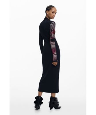 幾何学模様ロングニットワンピース 26SWVKX1 | Desigual