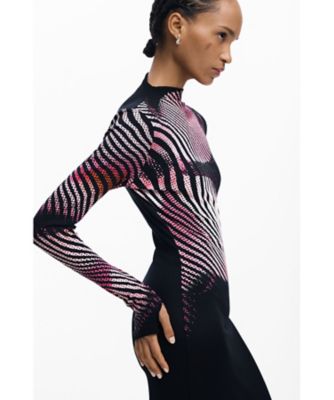 幾何学模様ロングニットワンピース 26SWVKX1 | Desigual