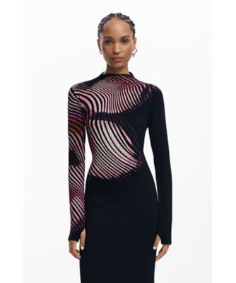 幾何学模様ロングニットワンピース 26SWVKX1 | Desigual