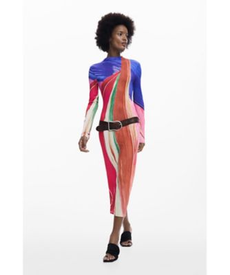 Desigual デジグアル ワンピース ロング ニット【XL】カラフル アーティロングスリーブワンピース 26SWVKX4 | Desigual
