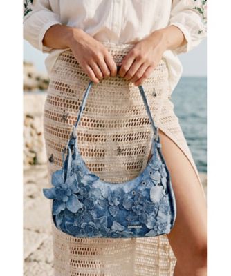 ミディアムサイズのフラワーデニムバッグ 26WAXD19 | Desigual