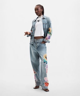 フラワープリントパッチデニムパンツ 26WWDD22 | Desigual
