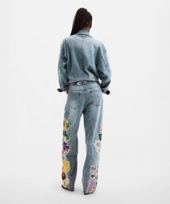フラワープリントパッチデニムパンツ 26WWDD22 | Desigual