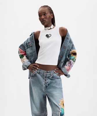フラワープリントパッチデニムパンツ 26WWDD22 | Desigual