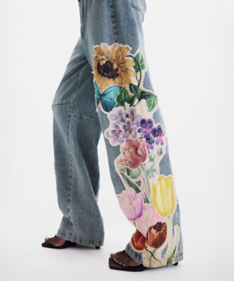 フラワープリントパッチデニムパンツ 26WWDD22 | Desigual