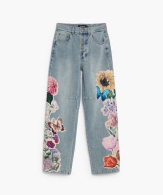 フラワープリントパッチデニムパンツ 26WWDD22 | Desigual
