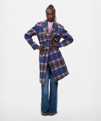 ウール混紡ロングチェックコート 26WWEW30 | Desigual (Women