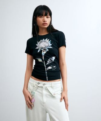 フロントフラワープリントTシャツ 26WWTKXI | Desigual