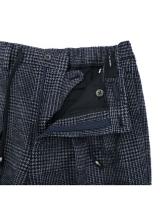 【美品】リングヂャケット 52 XL ネイビー グレンチェック ウール100％ ネイビー×グレーグレンチェック エフォートレススラックス