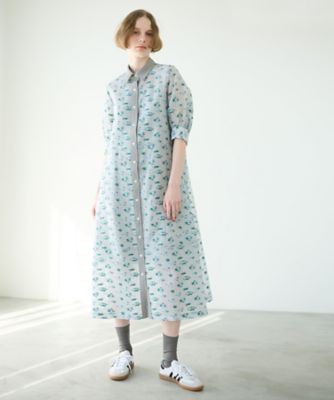 ＜LE CIEL BLEU (Women)＞Ｆｌｏｗｅｒ　Ｊａｃｑｕａｒｄ　Ｄｒｅｓｓ　２７Ｓ６５３０６