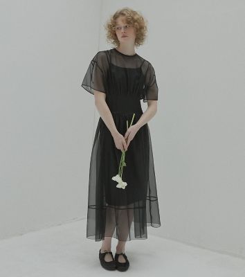 LE CIEL BLEU (Women)/ルシェルブルー Ｓｈｅｅｒ　Ｇａｔｈｅｒｅｄ　Ｗａｉｓｔ　Ｄｒｅｓｓ　２７Ｓ６５５１４