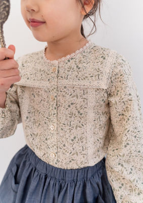 【SALE】リトルクローゼット kids Spring lace blouse cream flower ベビー用トップス