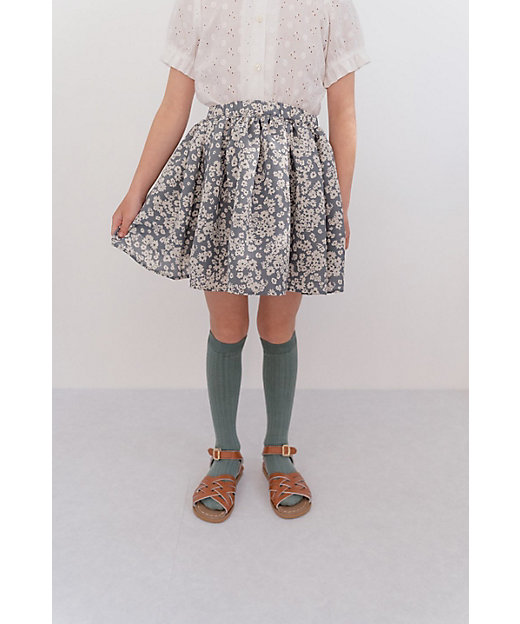 【SALE】リトルクローゼット kids Gather skirt blue flower スカート