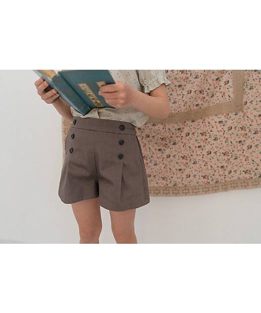 【SALE】リトルクローゼット Tuck short pants chocolate パンツ・ズボン