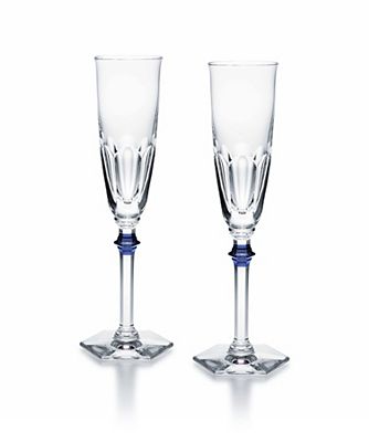 ＜Baccarat＞アルクール　イヴ　シャンパンフルート　ブルーボタン　２客セット（２８１１０９２）