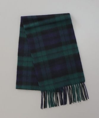 カシミヤ軽起毛チェック柄プチマフラー 2AQ 60000