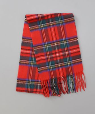 カシミヤ軽起毛チェック柄プチマフラー 2AQ 60000