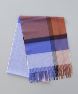 Bob様✨新品同様✨アクアスキュータム　英国製カシミヤ100紺茶チェックマフラー Bob様✨新品同様✨アクアスキュータム 英国製カシミヤ100紺茶チェック