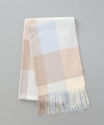 カシミヤ100％チェック柄セミストール 2AQ 62034