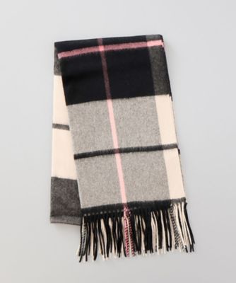 カシミヤ100％チェック柄セミストール 2AQ 62034