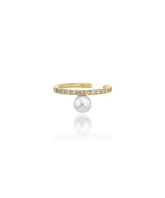 ＜STAR JEWELRY (Women)＞Ｋ１８　イヤーカフ　ＤＩＡＭＯＮＤ　＆　ＢＡＢＹ　ＡＫＯＹＡ　ＥＡＲ　ＣＵＦＦ　※シングル（右耳専用）　２ＺＥ０３１８